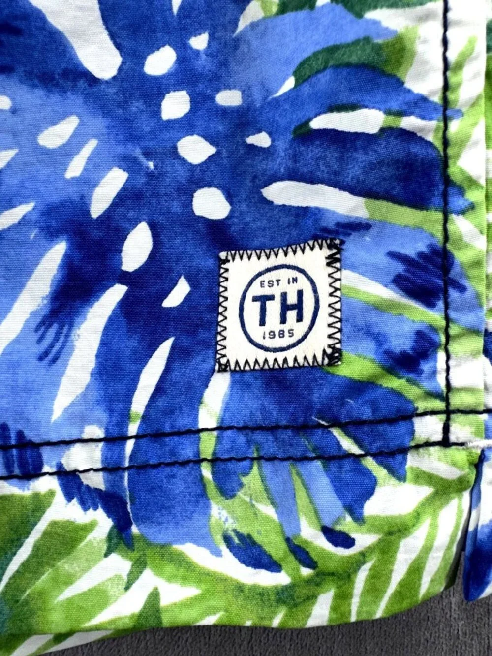 Tommy Hilfiger Men's XXL Tropical Palm Leaf Swim Trunks Board Shorts Blue Green